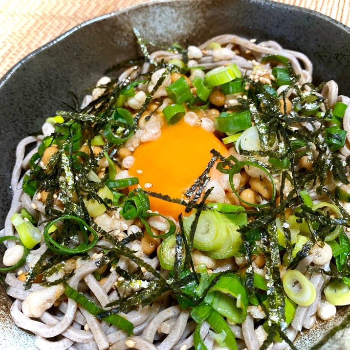 和蕎麦で♪ねばねば納豆まぜそば風